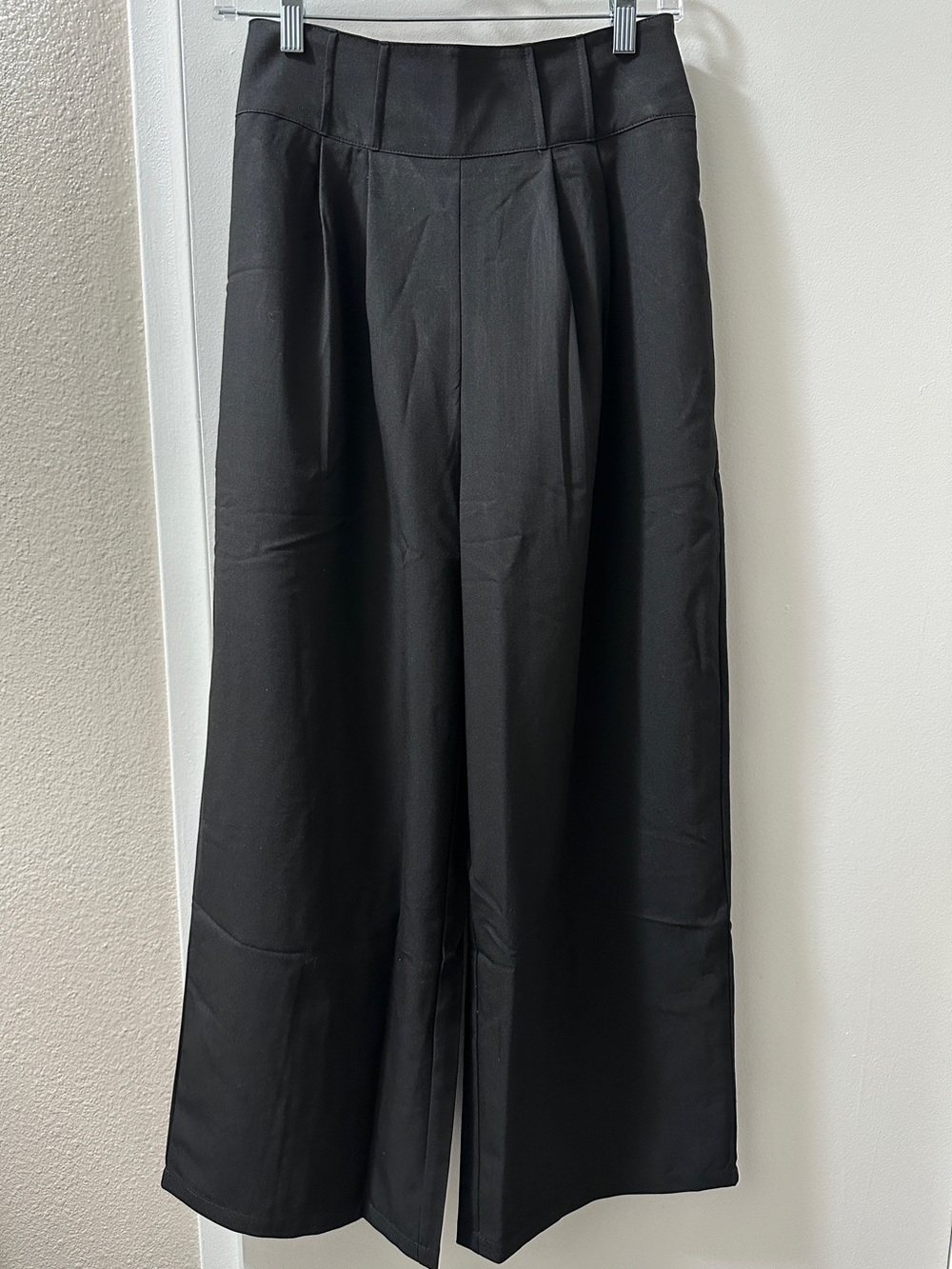 Black Wide-Leg High Waist Trousers